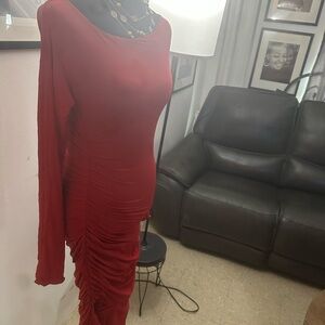 Naked Wardrobe One Shoulder Red Dress